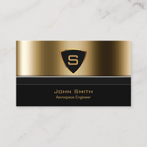 Royal Gold Shield Aerospace Engineer Business Card