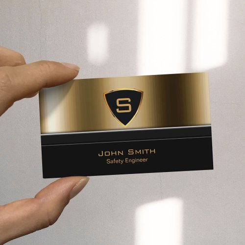 Royal Gold Shield Safety Engineer Business Card