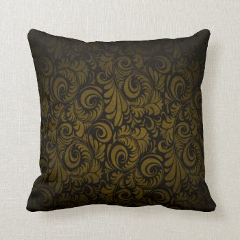 Royal Gold Swagger Floral Print Throw Pillow by BOLO_DESIGNS at Zazzle