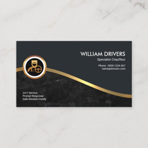 Royal Gold Wave Elegant Black Grunge Chauffeur Business Card