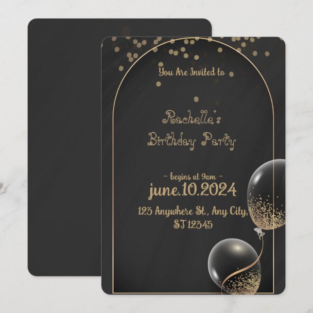 Royal Golden Birthday Party invitation   (Front/Back)