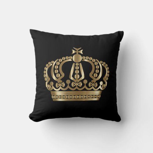 Royal Golden crown for Royalty Throw Pillow
