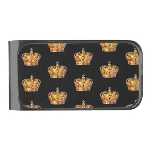 Royal golden crown gunmetal finish money clip