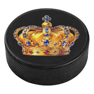 Royal golden crown hockey puck