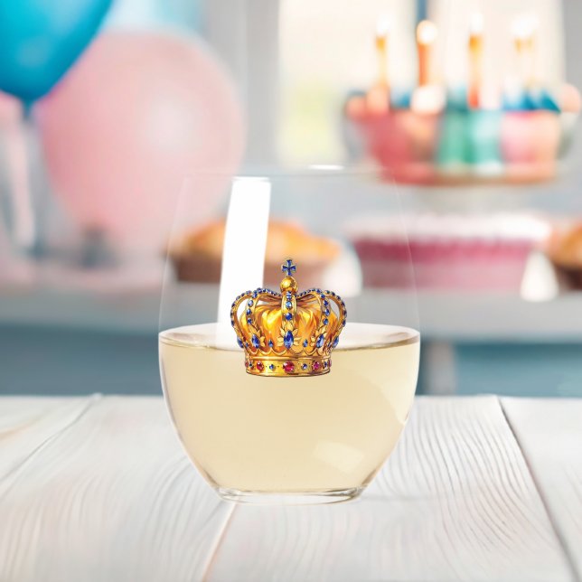 Royal golden crown stemless wine glass (Insitu (Baby Shower))