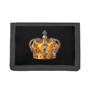 Royal golden crown trifold wallet