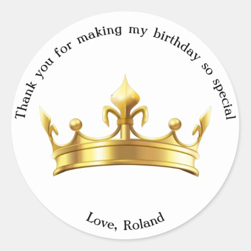 Royal Golden Gold Crown Birthday Party Classic Round Sticker