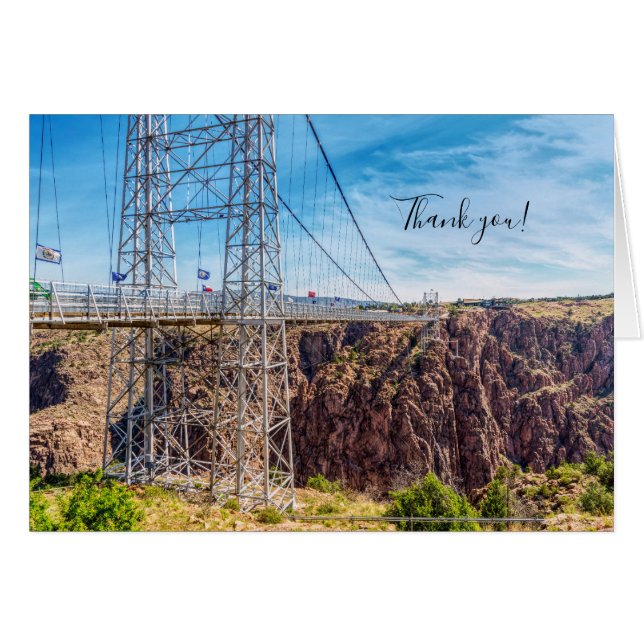Royal Gorge Bridge Side View Thank You Card (Front Horizontal)