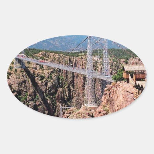 Royal Gorge Bridge  the highest in USA Oval Sticker