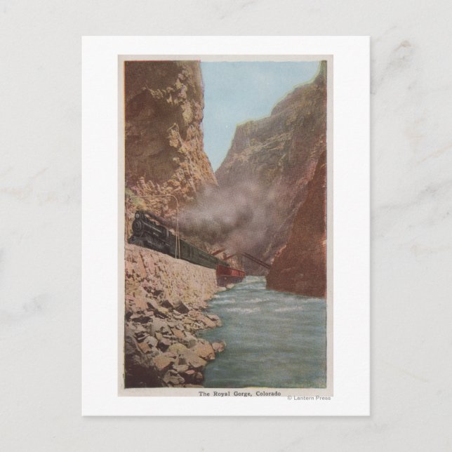 Royal Gorge, CO - View of Train Alongside River Postcard (Front)