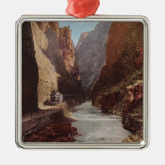 Royal Gorge, CO - View of Train , River Metal Ornament (Front)