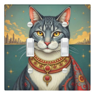 Royal Gray Kitty art Light Switch Cover