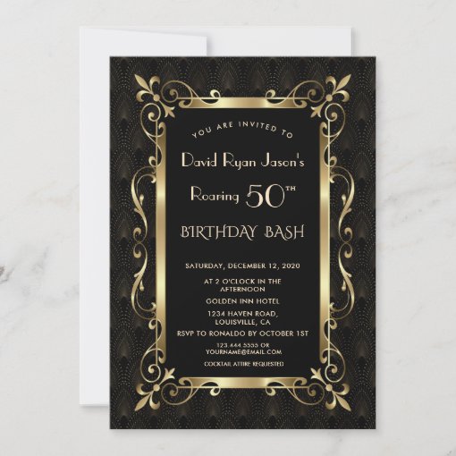 Royal Great Gatsby Roaring 50th Birthday Bash Invitation | Zazzle