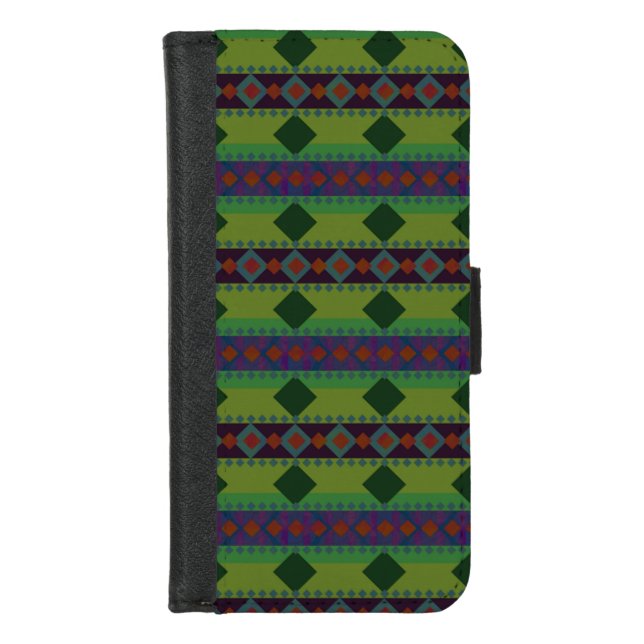Royal Green Diamonds iPhone Wallet Case (Front)