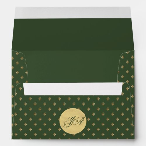 Royal green luxurious French style fleur de lis Envelope