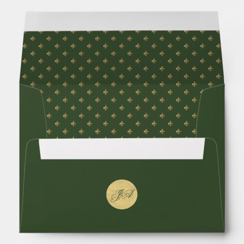 Royal green luxury gold French style fleur de lis Envelope