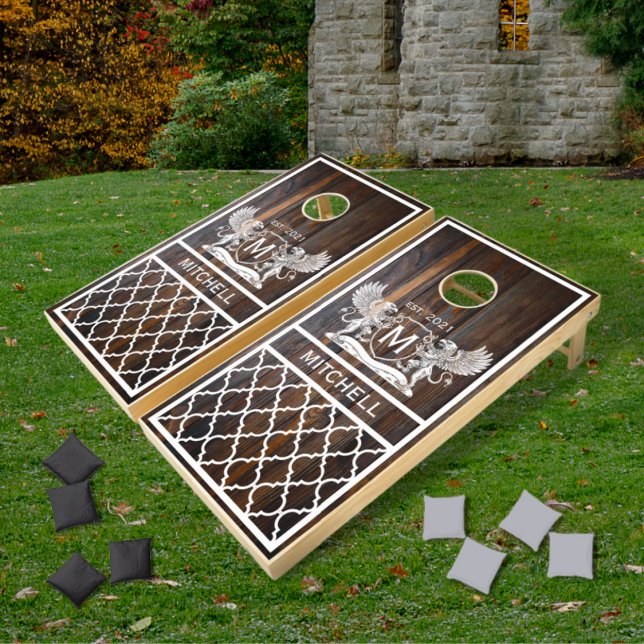 Royal Griffin Crest Monogram Cornhole Set (Creator Uploaded)