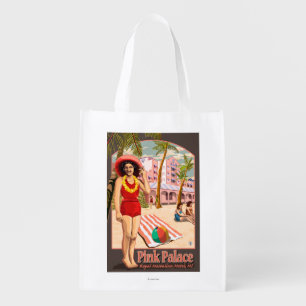Royal Hawaiian Hotel in Hawaii Reusable Grocery Bag