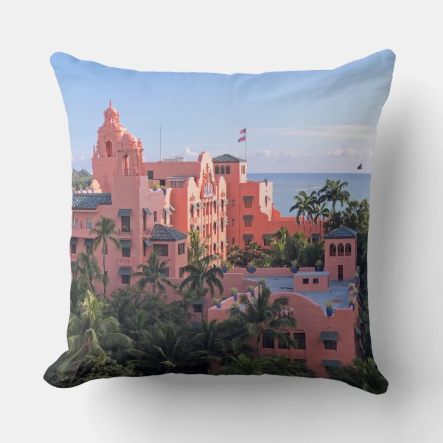 Royal Hawaiian Hotel Throw Pillow (Front)