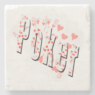 Royal Heart Flush Poker Logo, Stone Coaster