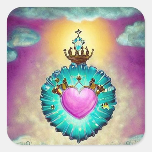 Royal Heart Square Sticker
