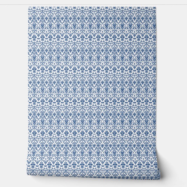 Royal Heirloom Mini - Blue, White Wallpaper (Unrolling)