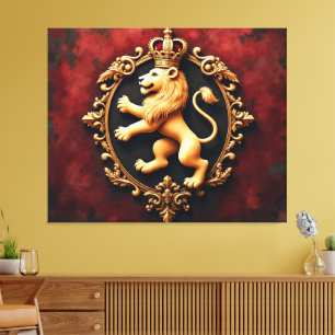Royal Heraldic Tapestry Pattern Canvas Print