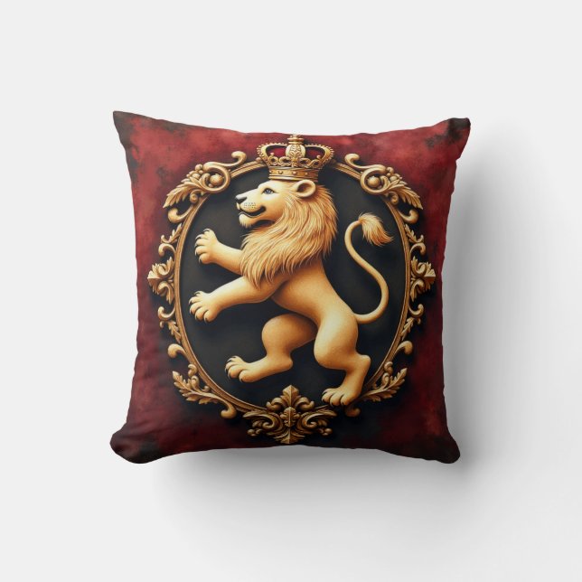 Royal Heraldic Tapestry Pattern Throw Pillow (Front)