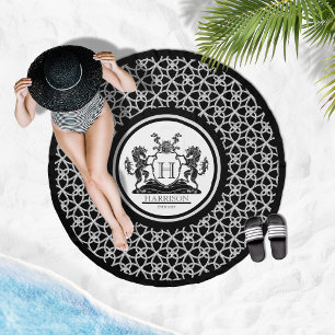 Royal Horse Crest Monogram Beach Towel