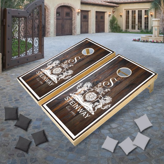 Royal Horses Crest Monogram Cornhole Set (Creator Uploaded)