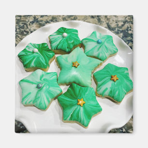 Royal Iced Green Christmas Stars Magnet