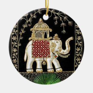 ROYAL INDIAN ELEPHANT RIDE ZARI ART CERAMIC ORNAMENT