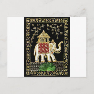 ROYAL INDIAN ELEPHANT  RIDE ZARI ART POSTCARD