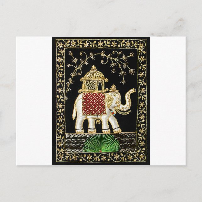 ROYAL INDIAN ELEPHANT  RIDE ZARI ART POSTCARD (Front)