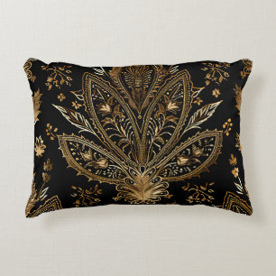 Royal Indian Luxury Black & Gold Accent Pillow