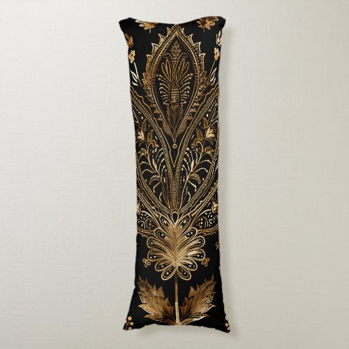 Royal Indian Luxury Black  Gold Body Pillow