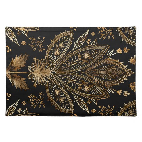 Royal Indian Luxury Black  Gold Cloth Placemat