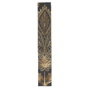 Royal Indian Luxury Black & Gold Long Table Runner