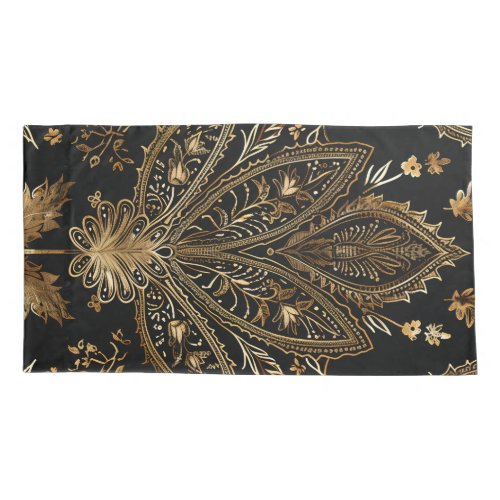 Royal Indian Luxury Black  Gold Pillow Case