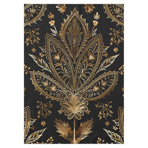 Royal Indian Luxury Black  Gold Tablecloth