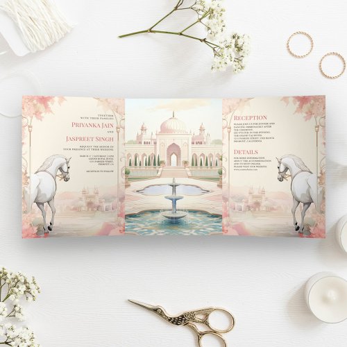 Royal Indian Palace All in One Indian Wedding Tri_Fold Invitation