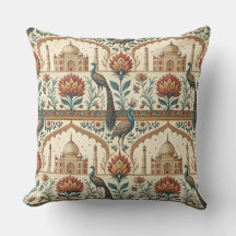 Royal Indian Palace Peacock Floral Pattern Artwork