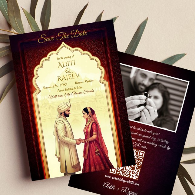 Royal Indian Palace Wedding Save The Date QR Code Invitation (Royal Indian Wedding Save The Date)