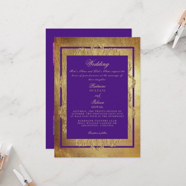 Royal Indian Style Wedding  Invitation (Front/Back In Situ)