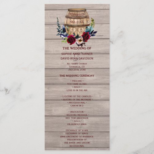 Royal Ivory Floral Burgundy Wedding Program