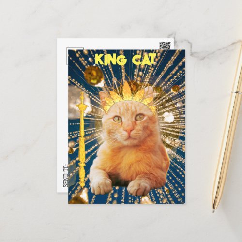 Royal King Cat Funny For Cat Lovers Pet Groomers Postcard