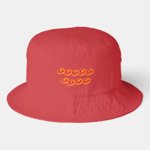 Royal King Emblem Red Majestic Crowned Lettering Bucket Hat