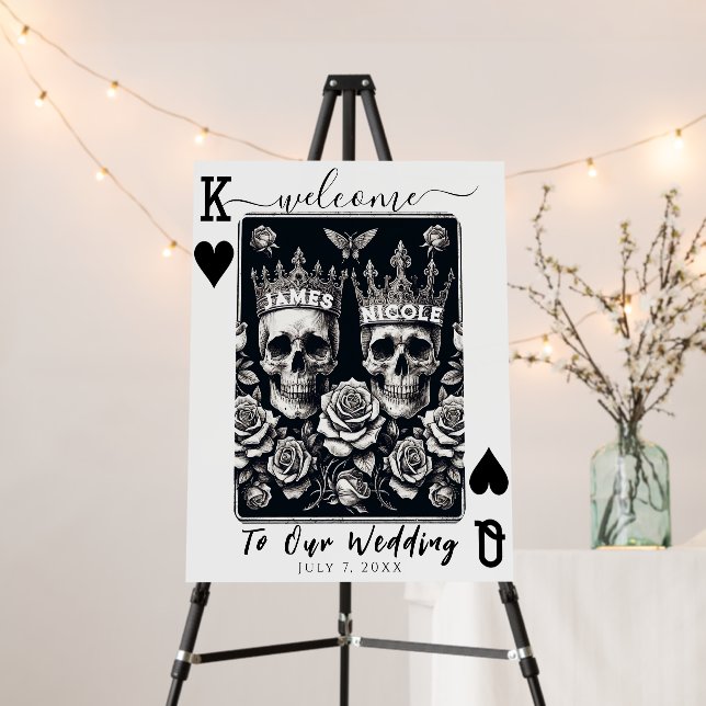 Royal King & Queen of Hearts Skulls & Roses Foam Board (In Situ (Stand))