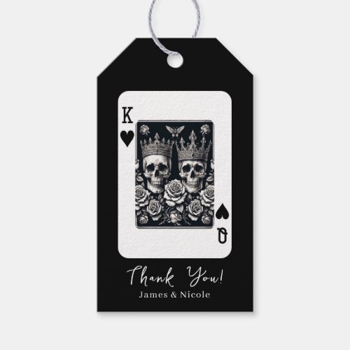 Royal King  Queen of Hearts Skulls  Roses Gift Tags