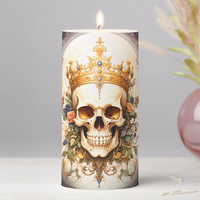 Royal King Skull Pillar Candle (In Situ)